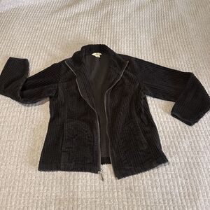 Woolrich Black 100% Cotton Full Zip Jacket Womens M Pockets Logo Zip Cottagecore